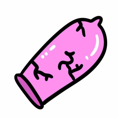 beyaz arkaplanda karalama kondom çizimi