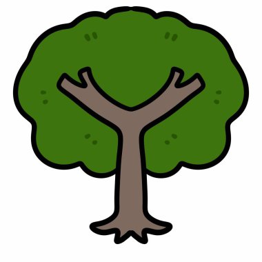 Beyaz arkaplanda ağaç ormanı simgesi rengi ana hatları