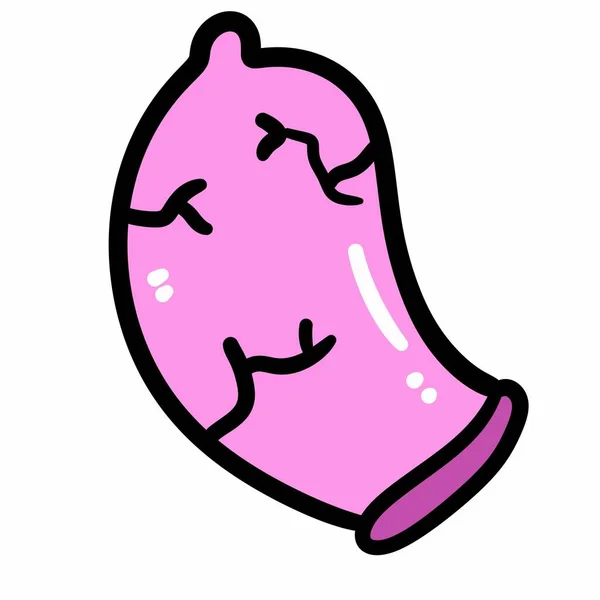 Kreslené Čmáranice Kondom Ilustrace Bílém Pozadí — Stock fotografie