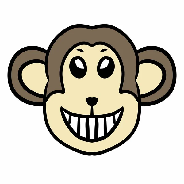 白を背景にした猿の頭の動物漫画 — ストック写真