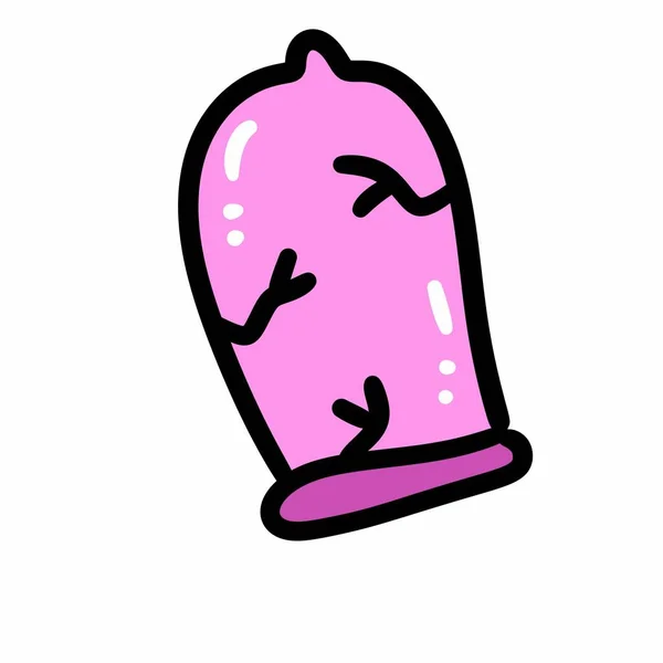 Cartoon Doodle Condom Illustration White Background — Stock Photo, Image