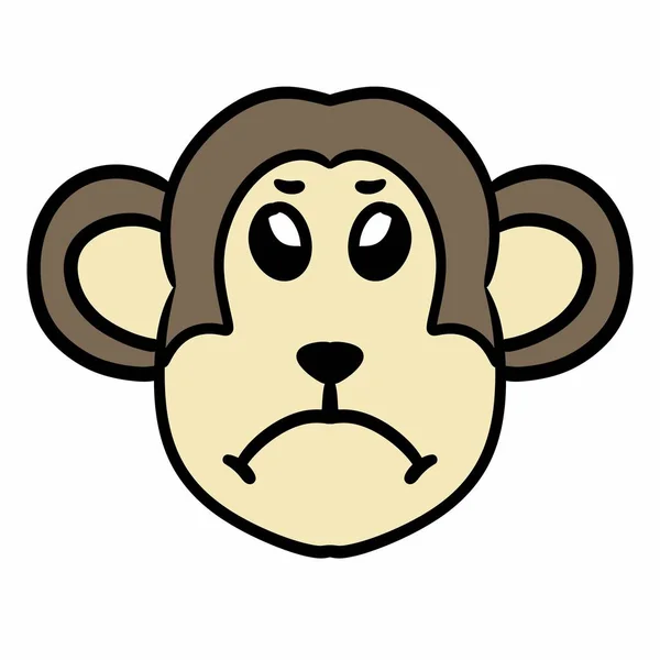 Affenkopf Tier Karikatur Auf Weißem Hintergrund — Stockfoto