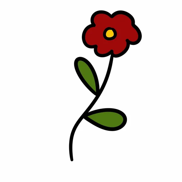 Cartoon Doodle Flower Isolated White Background — Stock Photo, Image
