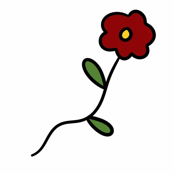 Tecknad Klotter Blomma Isolerad Vit Bakgrund — Stockfoto