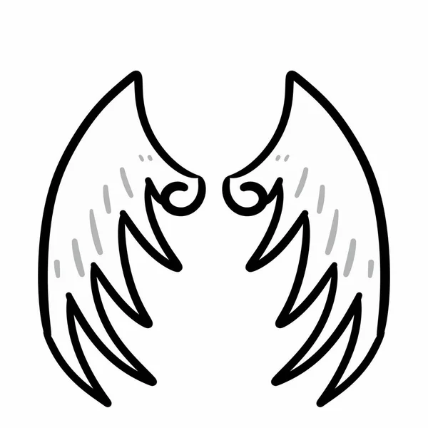 Dvě Křídla Anděl Kreslené Bílém Pozadí Ilustrace — Stock fotografie