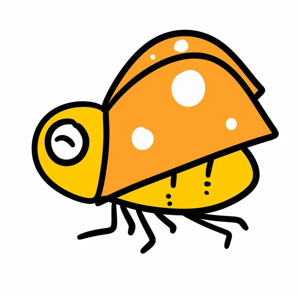 Yapraklı Komik Turuncu Uğur Böceği Vektör Çizgi Filmi Tasarımınız Için — Stok fotoğraf
