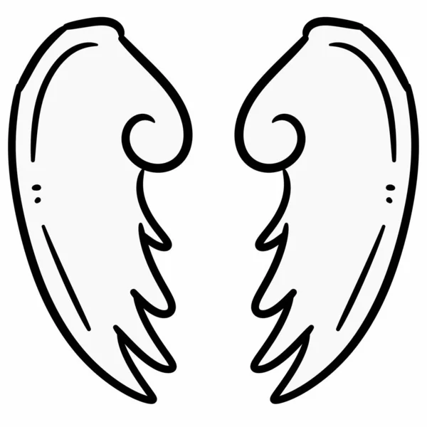 Dvě Křídla Anděl Kreslené Bílém Pozadí Ilustrace — Stock fotografie