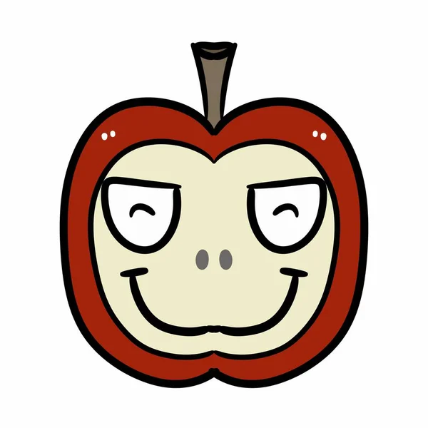 Glad Ansikte Äpple Frukt Isolerad Vit Bakgrund — Stockfoto