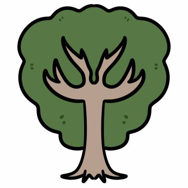 beyaz arkaplanda karalama ağacı, illüstrasyon