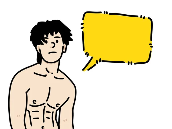 Cartoon Man Poseren Met Spraakzeepbel — Stockfoto