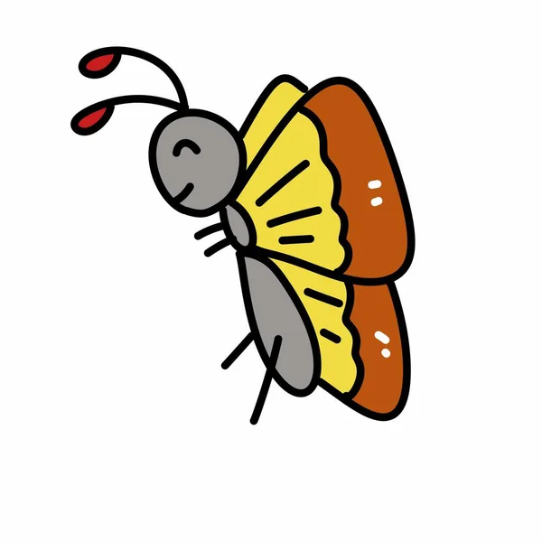 Kreslený Kreslený Motýl Barevné Ilustrace Styl Čmáranice — Stock fotografie