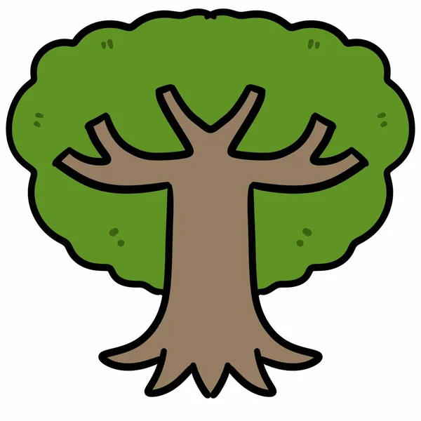 Drzewo Bazgroły Kreskówki Białym Tle Ilustracja — Zdjęcie stockowe