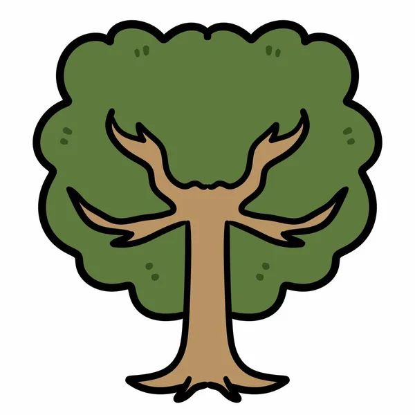 Cartoon Doodle Tree Fundo Branco Ilustração — Fotografia de Stock