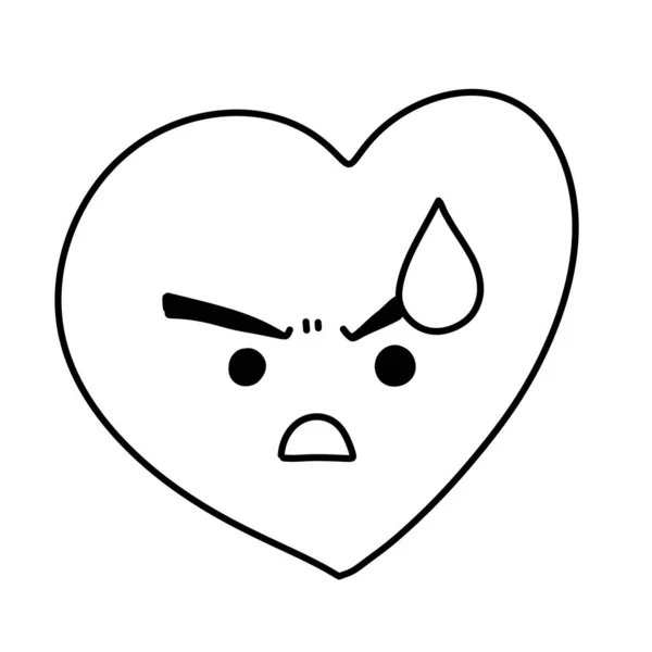 Line Drawing Cartoon Kawaii Heart — Stock Photo, Image