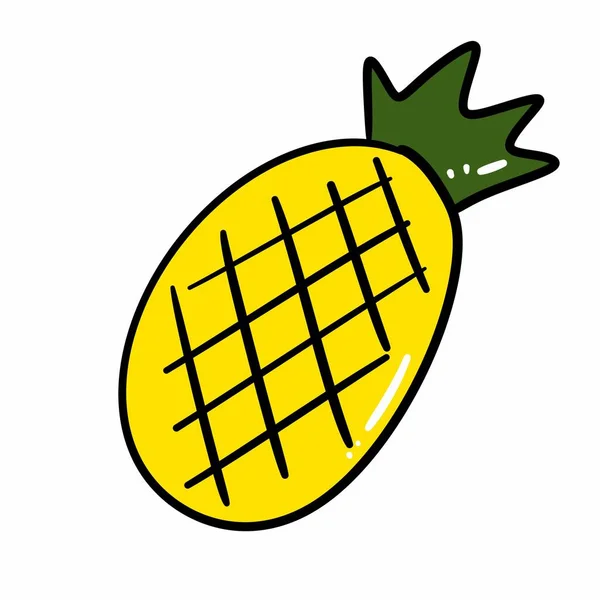 Illustration Doodle Tecknad Ananas — Stockfoto