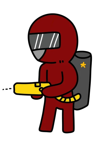 Cartoon Doodle Robot Carrying Bag — Stock Photo, Image