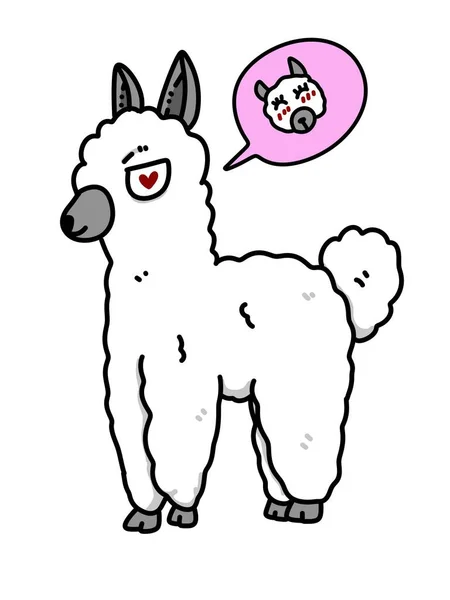 Dibujos Animados Alpaca Sobre Fondo Blanco — Foto de Stock