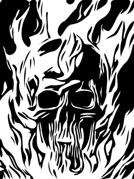 Arte Preto Branco Monstro Fantasma Cabeça Crânio — Fotografia de Stock