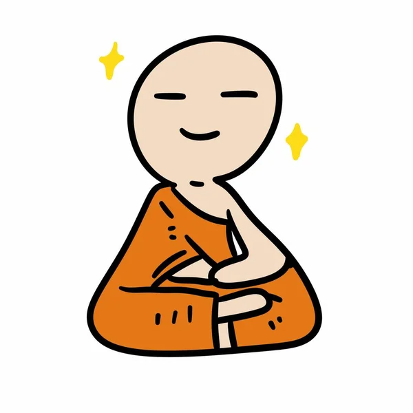 卡通画宁静的佛陀 僧人卡通画 — 图库照片