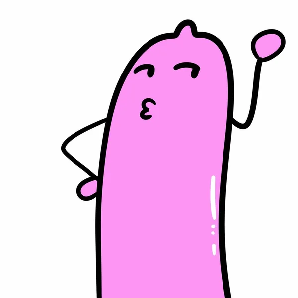 可爱的粉色避孕套卡通人物 — 图库照片