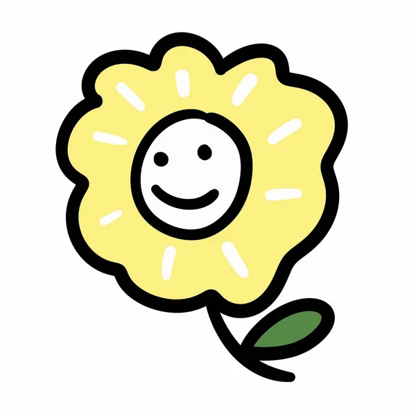 Ładny Kreskówka Doodle Kwiat Ilustracja — Zdjęcie stockowe