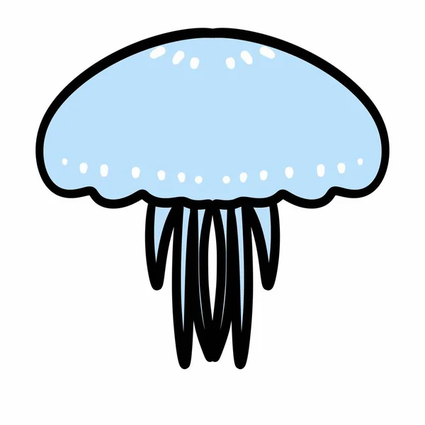 Doodle Desenhos Animados Medusas Azuis — Fotografia de Stock
