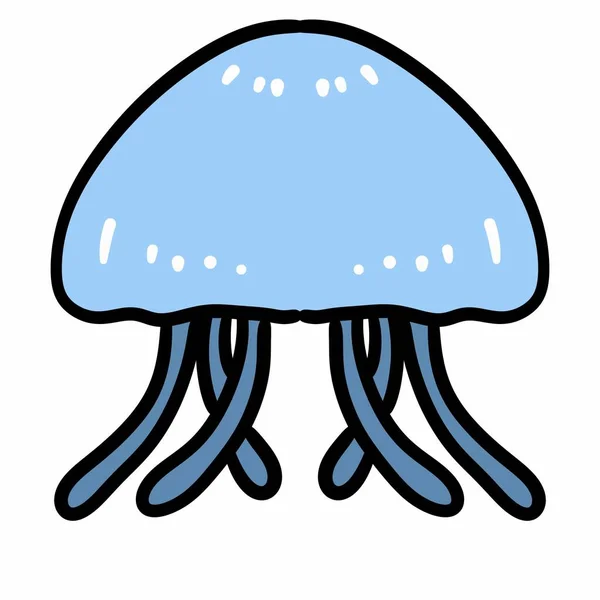 Garabato Dibujos Animados Medusas Azules — Foto de Stock