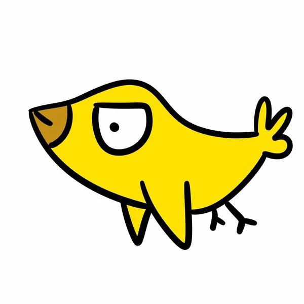 Жовтий Птах Мультфільм Білому Тлі — стокове фото