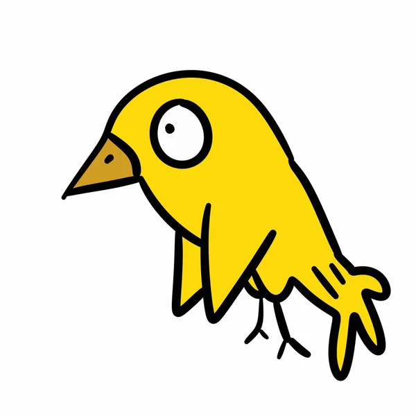 Desenho Animado Pássaro Amarelo Fundo Branco — Fotografia de Stock