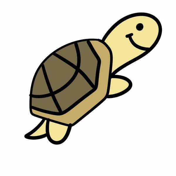 Söt Sköldpadda Doodle Tecknad Karaktär — Stockfoto