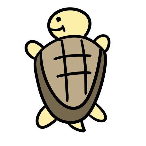 Söt Sköldpadda Doodle Tecknad Karaktär — Stockfoto