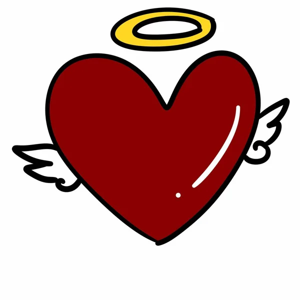 Heart Angel Wings White Background — Stock Photo, Image