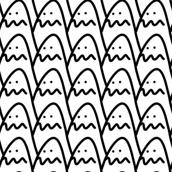 Kéz Húzott Zökkenőmentes Minta Doodle Stílus Halloween Háttér — Stock Fotó