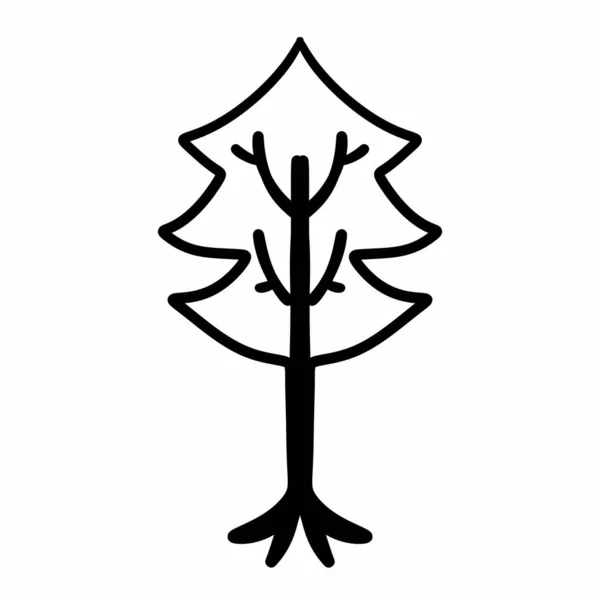 树的图标 细线标志 孤立等高线符号图解 — 图库照片