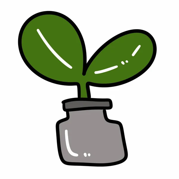 Planta Verde Vaso Ilustração Sobre Fundo Branco — Fotografia de Stock