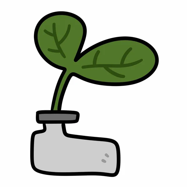 Zöld Növény Cserépben Illusztráció Fehér Alapon — Stock Fotó
