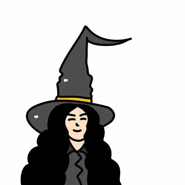 Ilustração Bruxa Halloween Com Chapéu Preto Fundo Branco — Fotografia de Stock