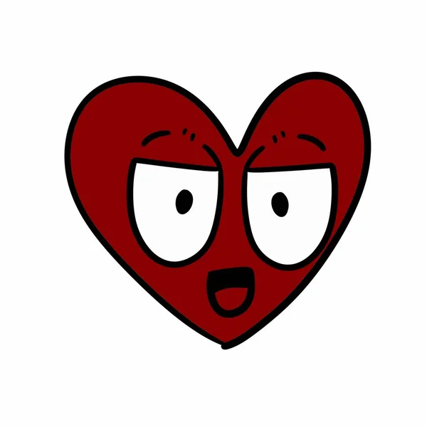 Σχέδιο Εικονογράφησης Χαρακτήρα Πρόσωπο Καρδιάς Kawaii — Φωτογραφία Αρχείου