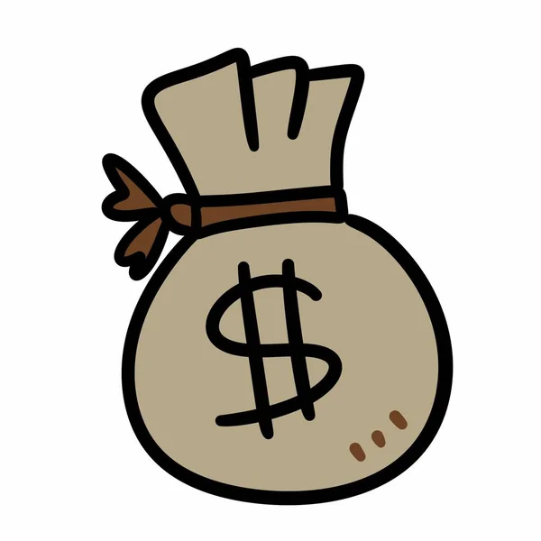 Geld Zak Cartoon Witte Achtergrond — Stockfoto