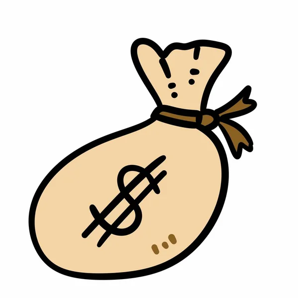 Money Bag Cartoon White Background — Stock Photo, Image
