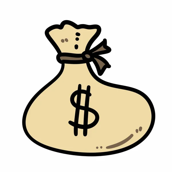Dinheiro Saco Desenhos Animados Fundo Branco — Fotografia de Stock