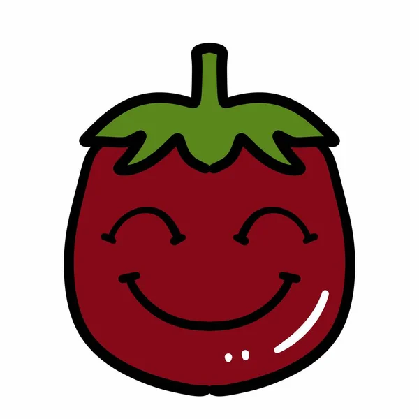 Desenho Animado Tomate Vermelho Fundo Branco — Fotografia de Stock