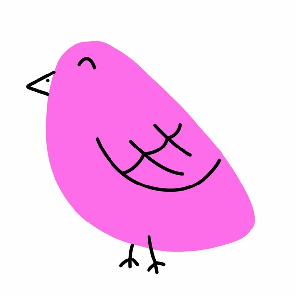 Carino Uccello Rosa Illustrazione Sfondo Bianco — Foto Stock