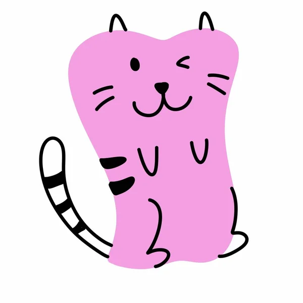 Schattig Kat Cartoon Icoon Illustratie Voor Kinderen — Stockfoto