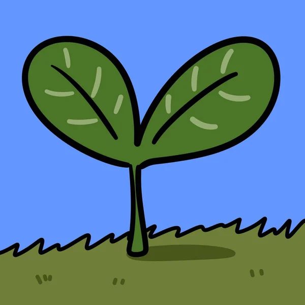 蓝色背景的卡通植物 — 图库照片