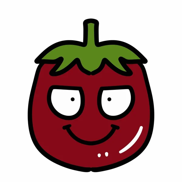 Glücklich Tomate Frucht Cartoon Charakter Illustration Design — Stockfoto