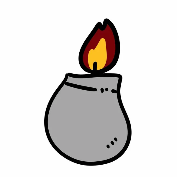 白色背景下的卡通涂鸦点燃的蜡烛 — 图库照片