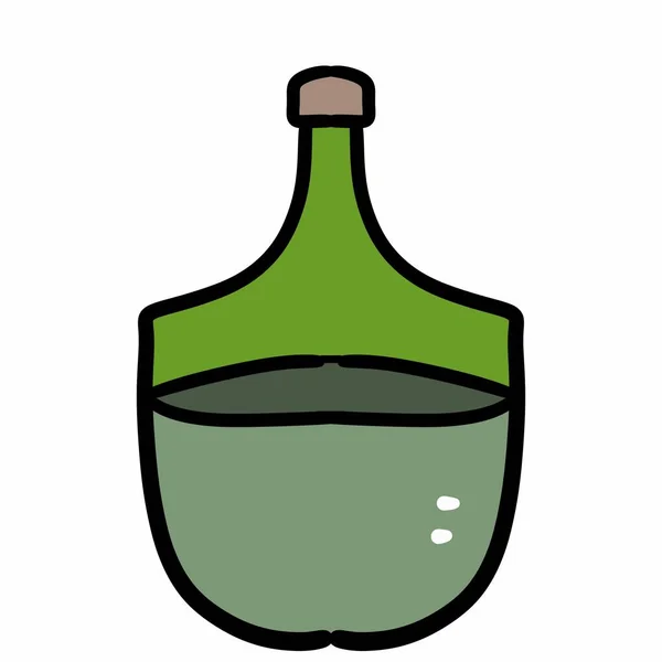 Зеленая Бутылка Пива Икона Стиле Мультфильма — стоковое фото