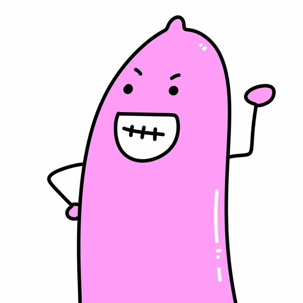 Cartone Animato Rosa Personaggio Preservativo Sfondo Bianco — Foto Stock