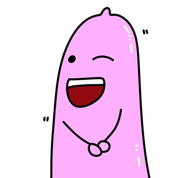 Cartoon Roze Condoom Karakter Witte Achtergrond — Stockfoto